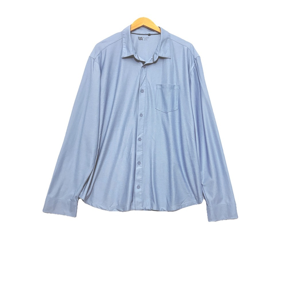 VRST Shirt Men's Long Sleeve Button Down 4 Way Stretch‎ Performance Blue XXL 2XL